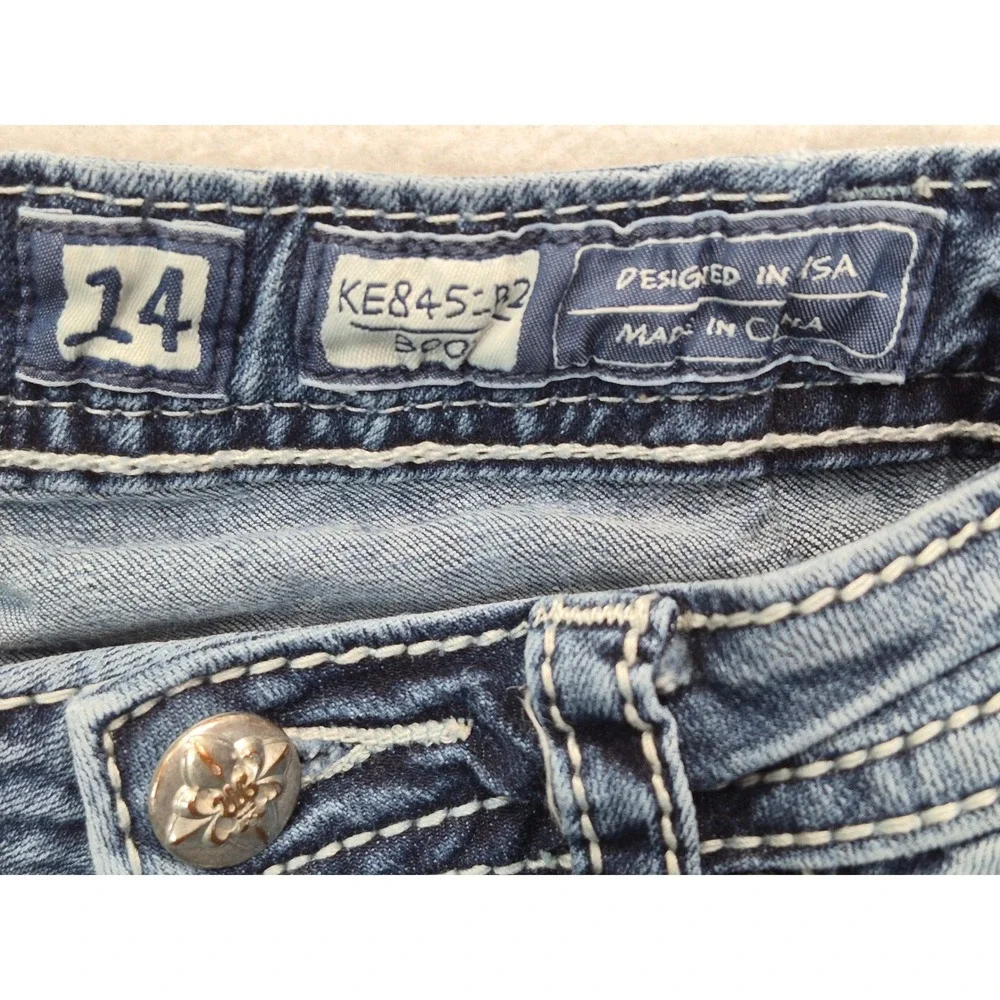Miss Me Bootcut Jeans Women's 25x29 Medium Wash Blue Embellished
